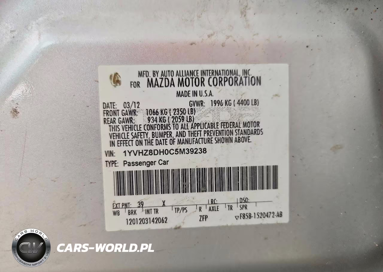 2012 Mazda 6 I VIN:1YVHZ8DH0C5M39238 - 12
