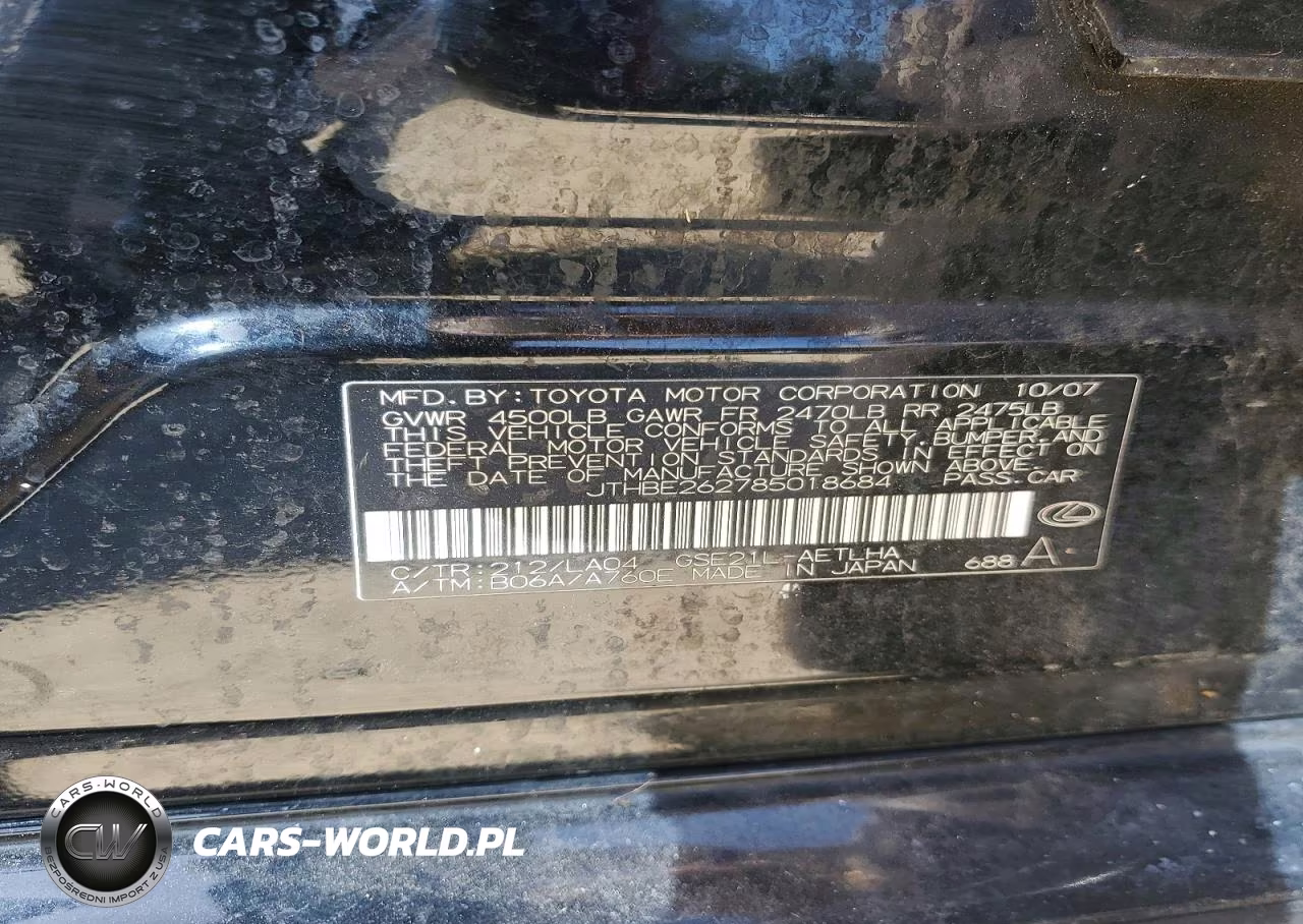 2008 Lexus Is 350 VIN:JTHBE262785018684 - 12