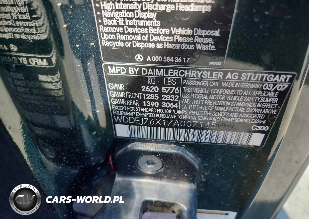 2007 Mercedes-Benz Cl 600 VIN:WDDEJ76X17A007145 - 12