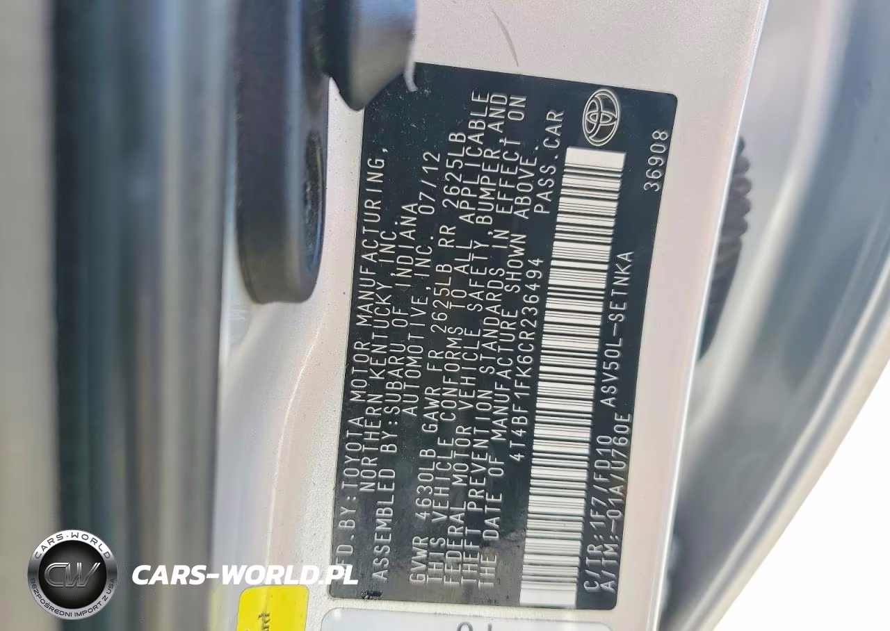 2012 Toyota Camry Le VIN:4T4BF1FK6CR236494 - 12