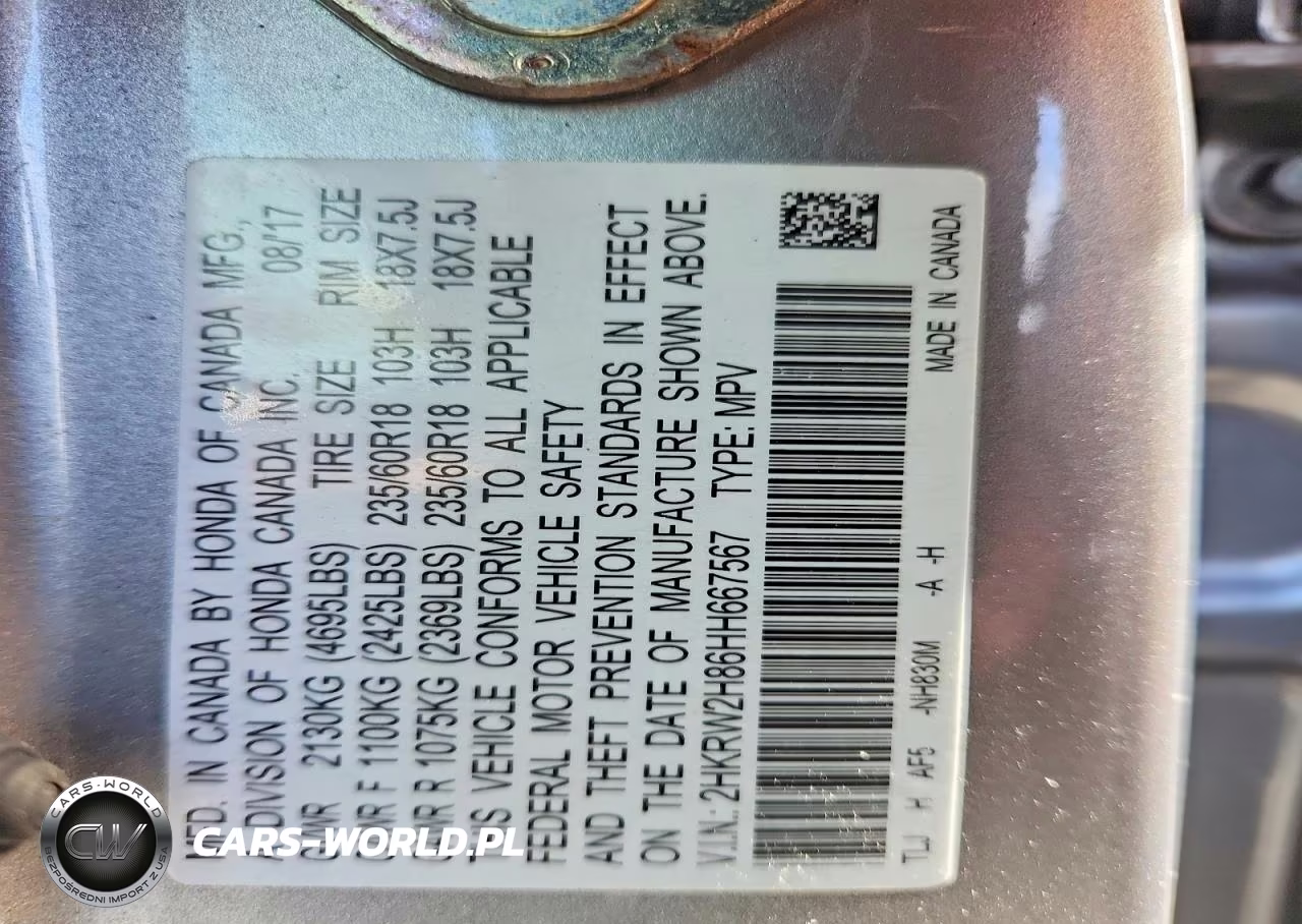 2017 Honda Cr-V Exl VIN:2HKRW2H86HH667567 - 13