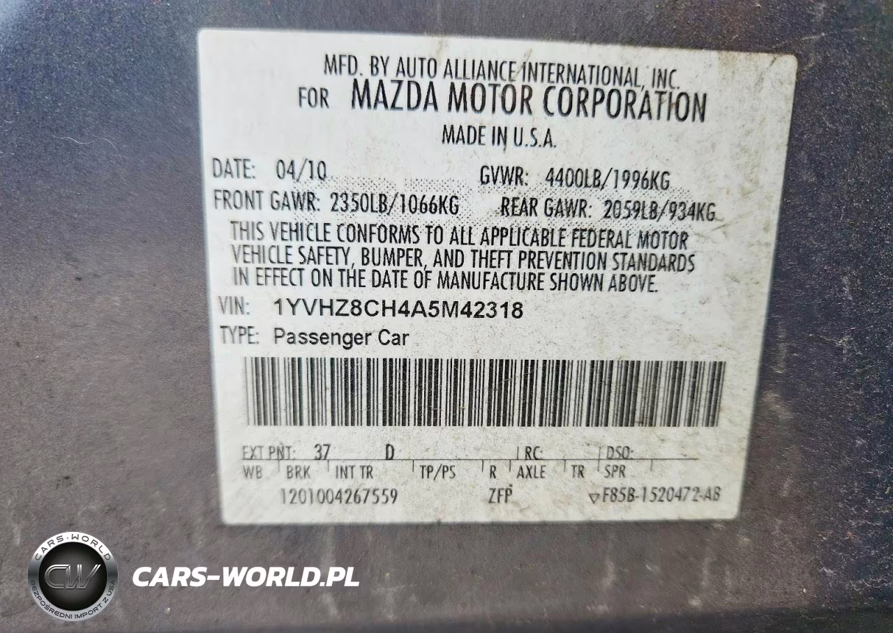 2010 Mazda 6 I VIN:1YVHZ8CH4A5M42318 - 13