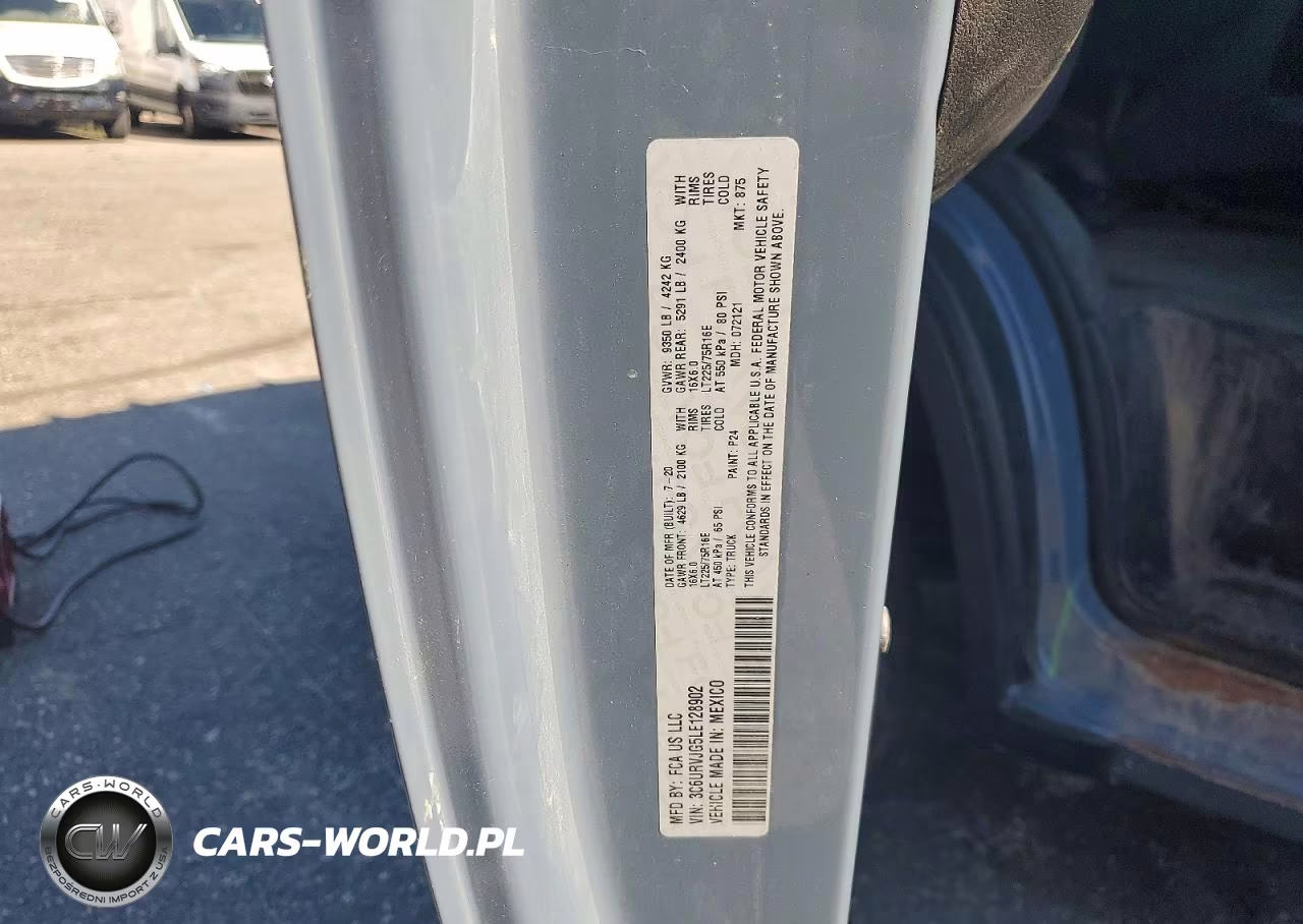 2020 Ram Promaster 3500 Delivery Van VIN:3C6URVJG5LE128902 - 13