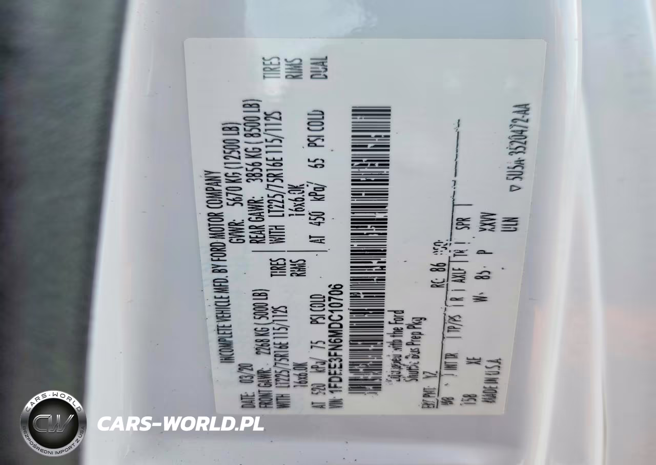 2021 Ford Econoline E350 Super Duty Cutaway Van VIN:1FDEE3FN6MDC10706 - 13