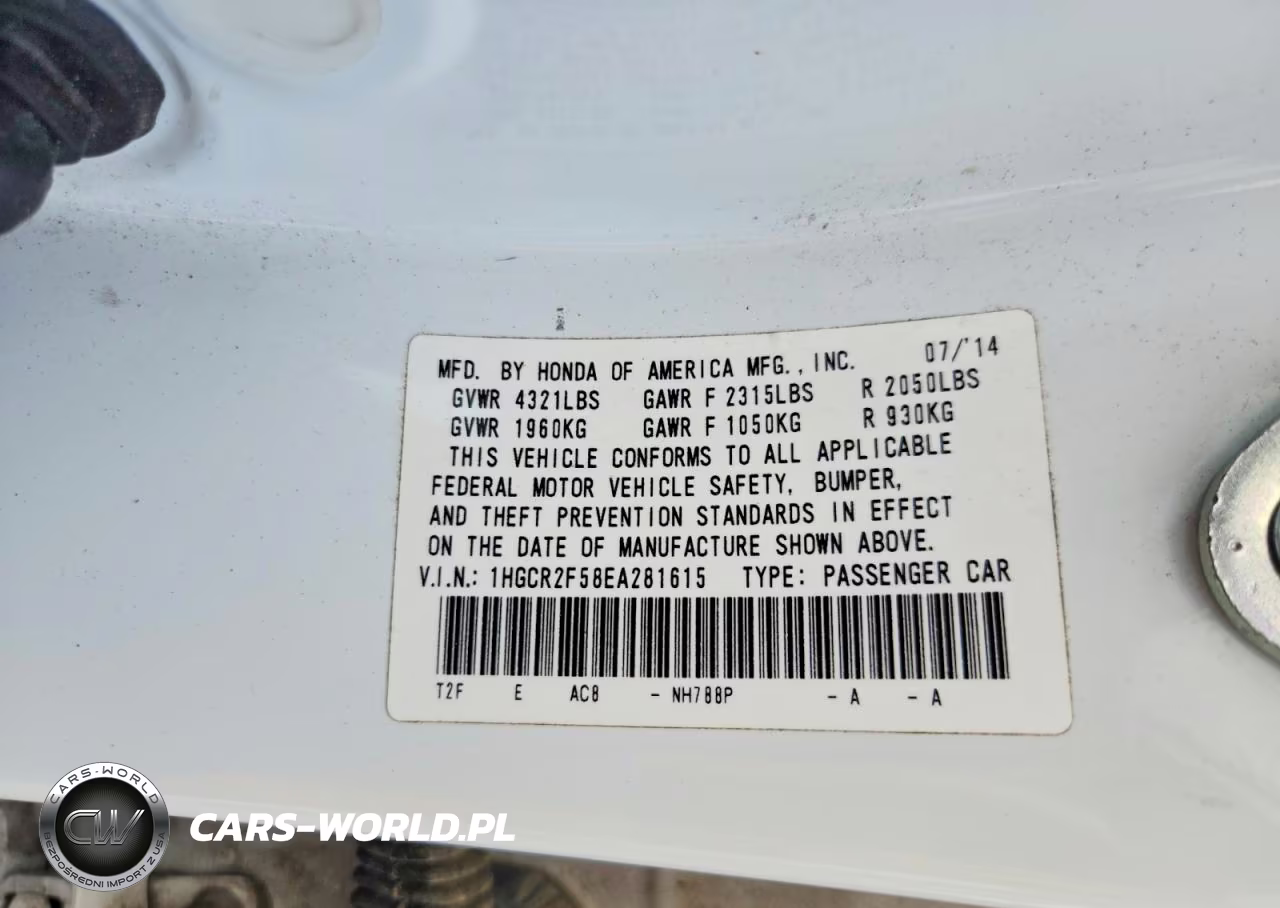 2014 Honda Accord Sport VIN:1HGCR2F58EA281615 - 12