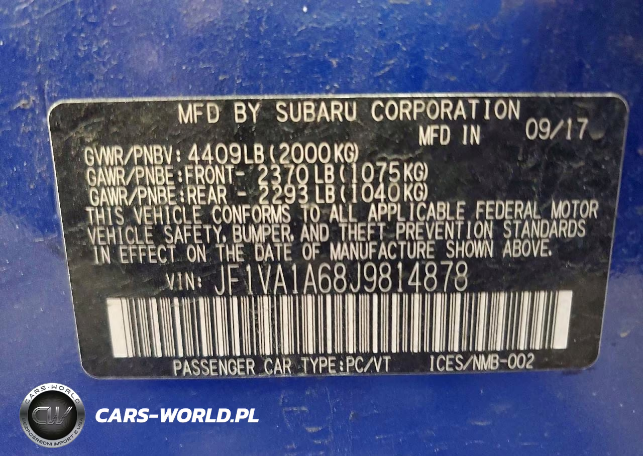 2018 Subaru Wrx VIN:JF1VA1A68J9814878 - 12