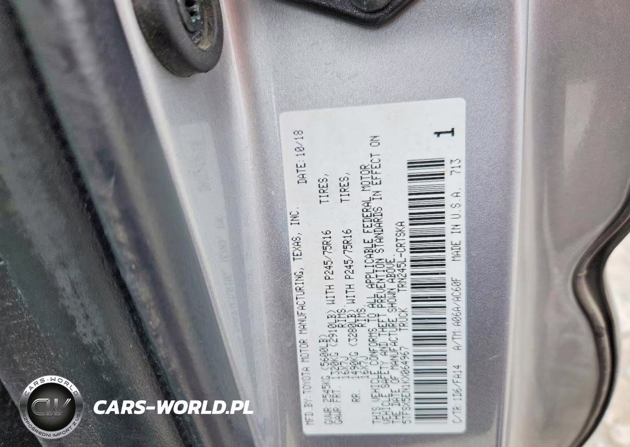 2019 Toyota Tacoma Sr VIN:5TFSX5EN1KX064967 - 12