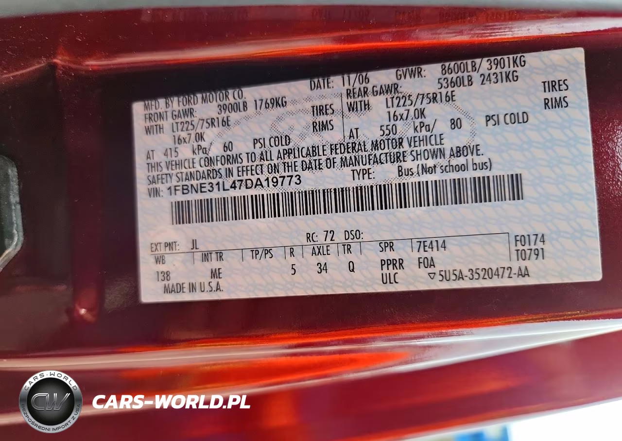 2007 Ford E-Series VIN:1FBNE31L47DA19773 - 13