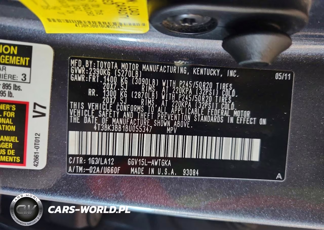 2011 Toyota Venza Awd V6 VIN:4T3BK3BB1BU055347 - 12