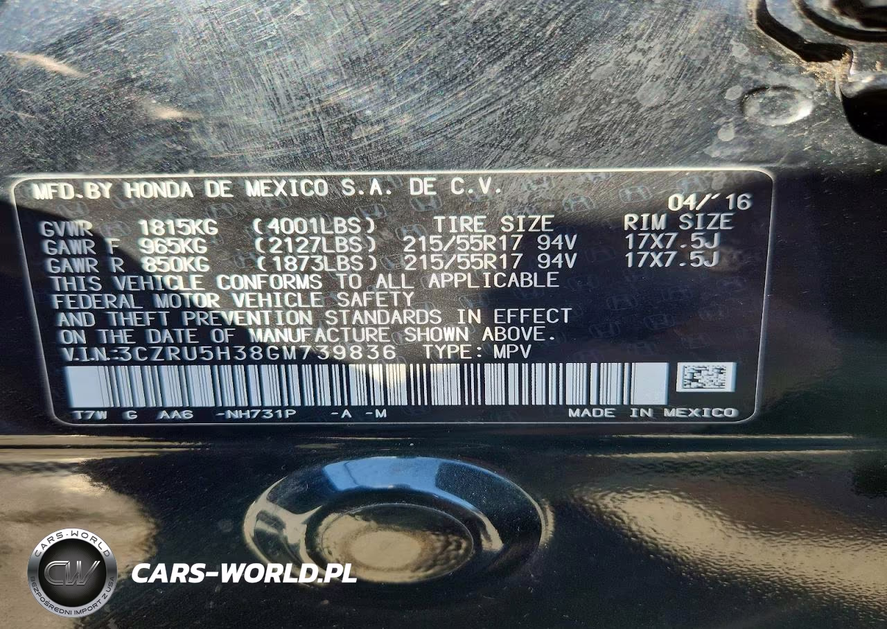 2016 Honda Hr-V Lx VIN:3CZRU5H38GM739836 - 13