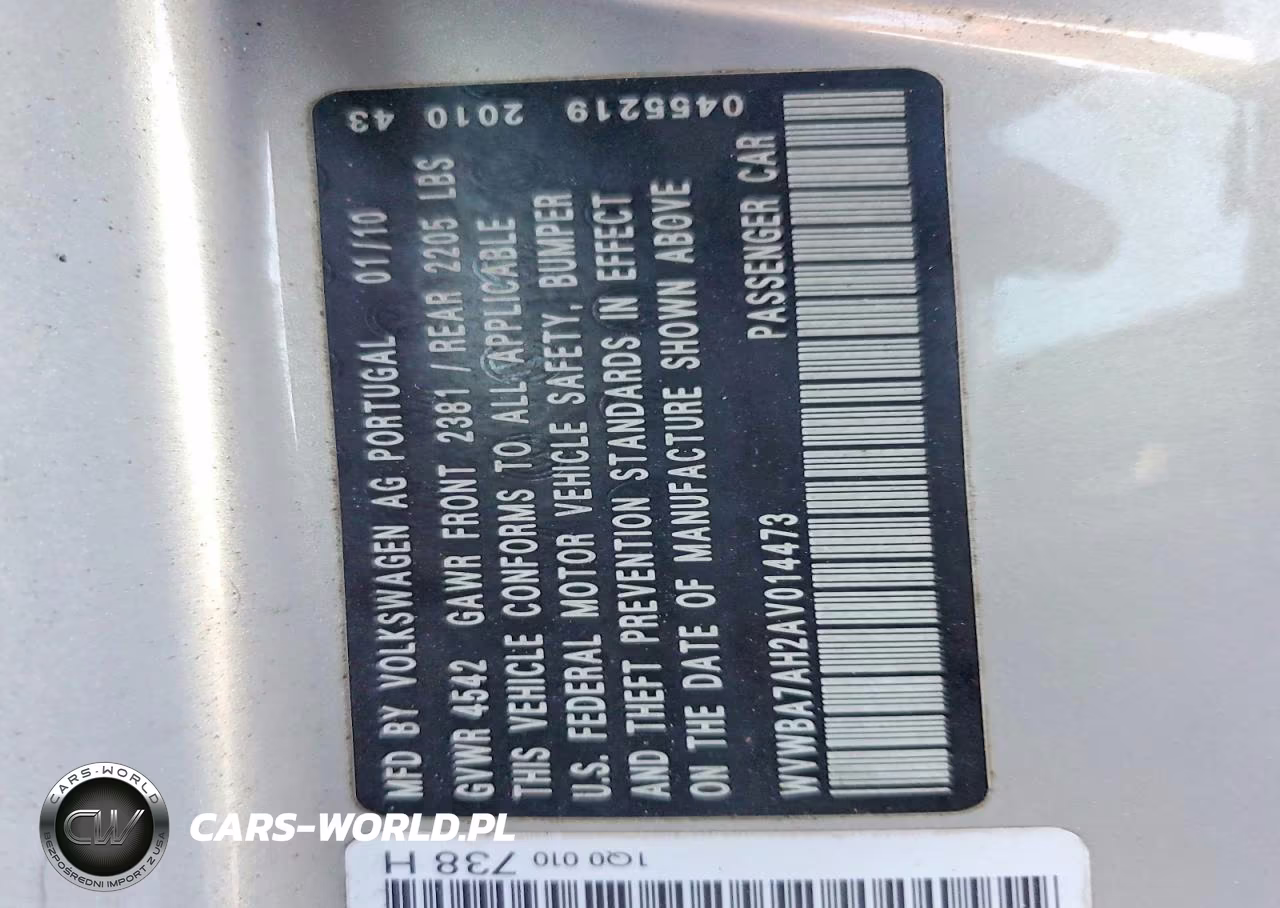 2010 Volkswagen Eos Turbo VIN:WVWBA7AH2AV014473 - 12