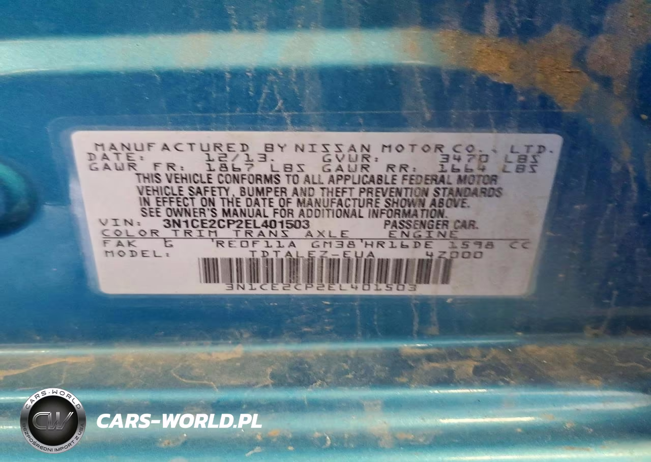 2014 Nissan Versa Note Sv VIN:3N1CE2CP2EL401503 - 14