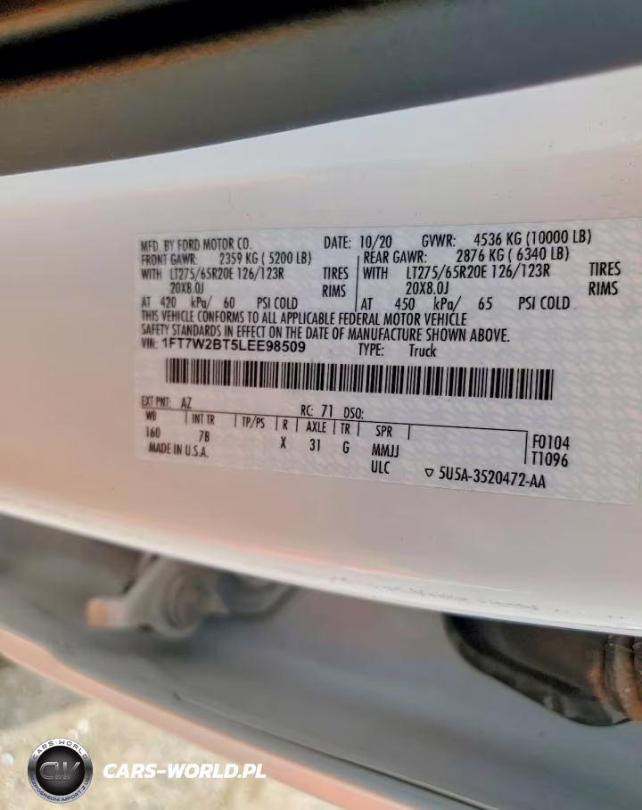 2020 Ford F250 Super Duty VIN:1FT7W2BT5LEE98509 - 12