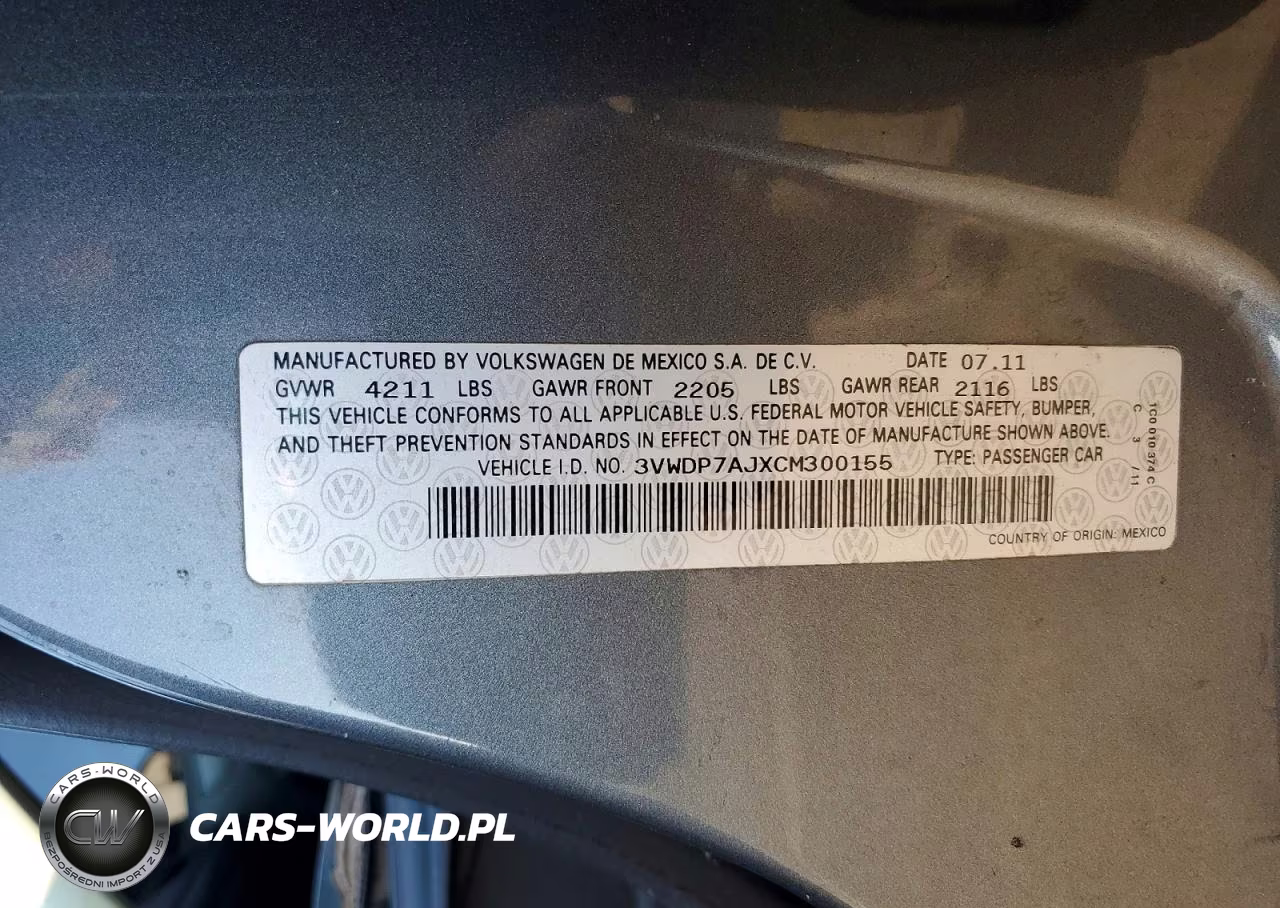 2012 Volkswagen Jetta Se VIN:3VWDP7AJXCM300155 - 13