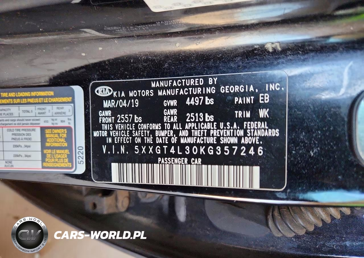 2019 Kia Optima Lx VIN:5XXGT4L30KG357246 - 13