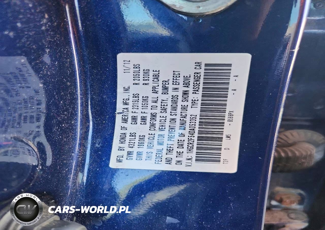 2013 Honda Accord Sport VIN:1HGCR2F54DA053352 - 13