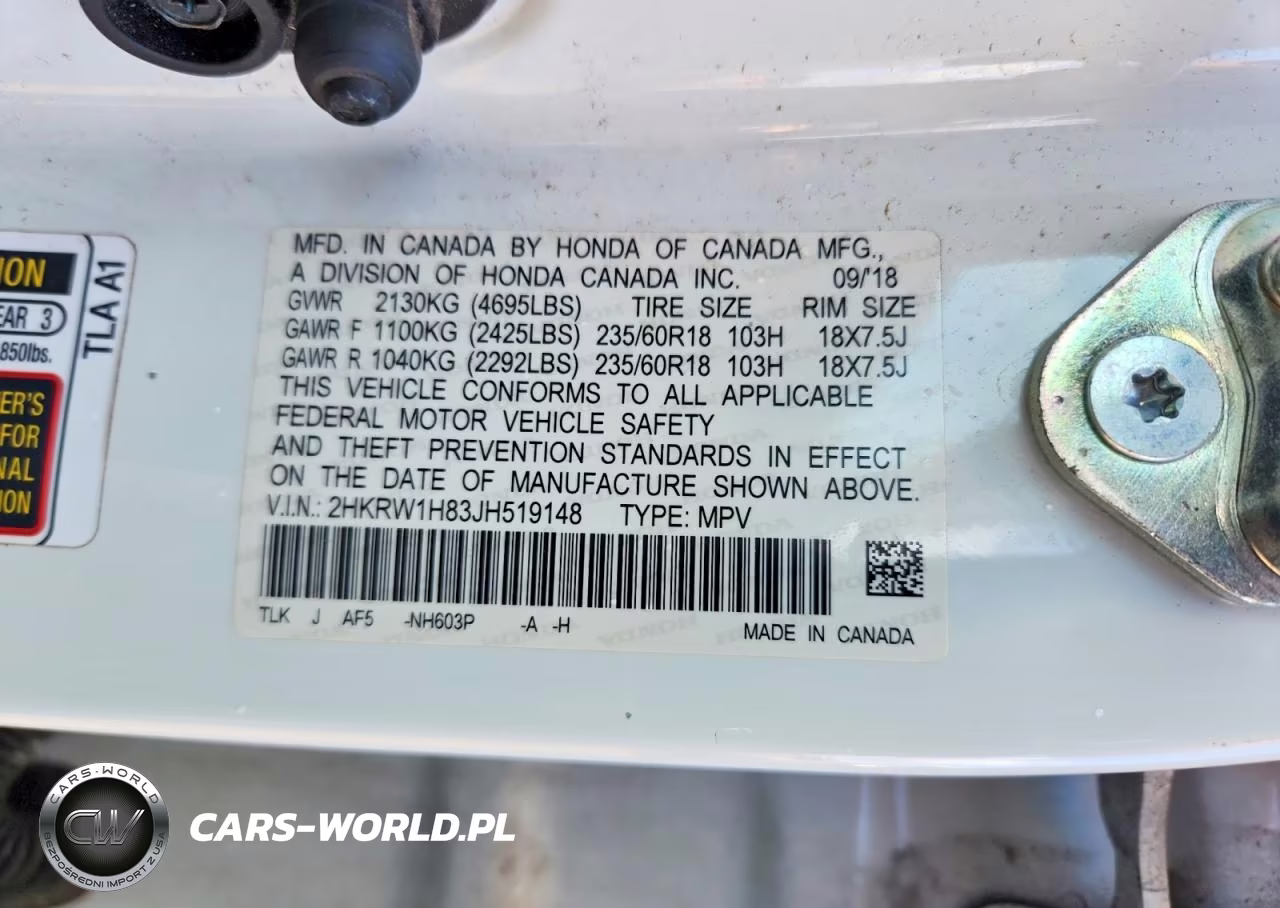 2018 Honda Cr-V Exl VIN:2HKRW1H83JH519148 - 13