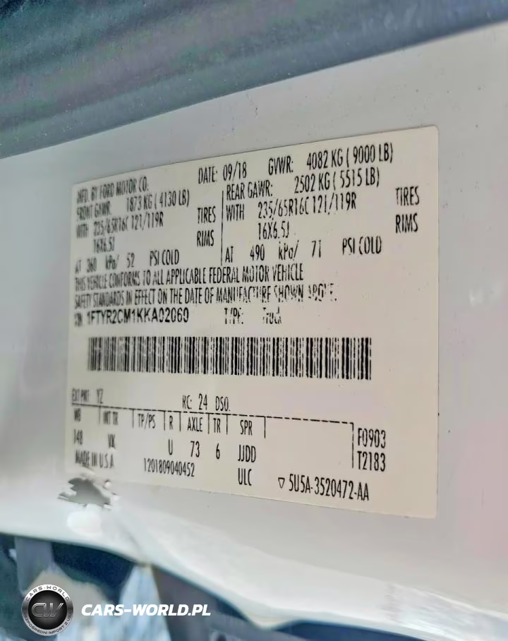 2019 Ford Transit T-250 Delivery Van VIN:1FTYR2CM1KKA02060 - 13