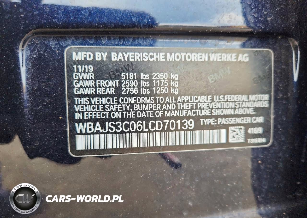 2020 BMW 540 Xi VIN:WBAJS3C06LCD70139 - 12