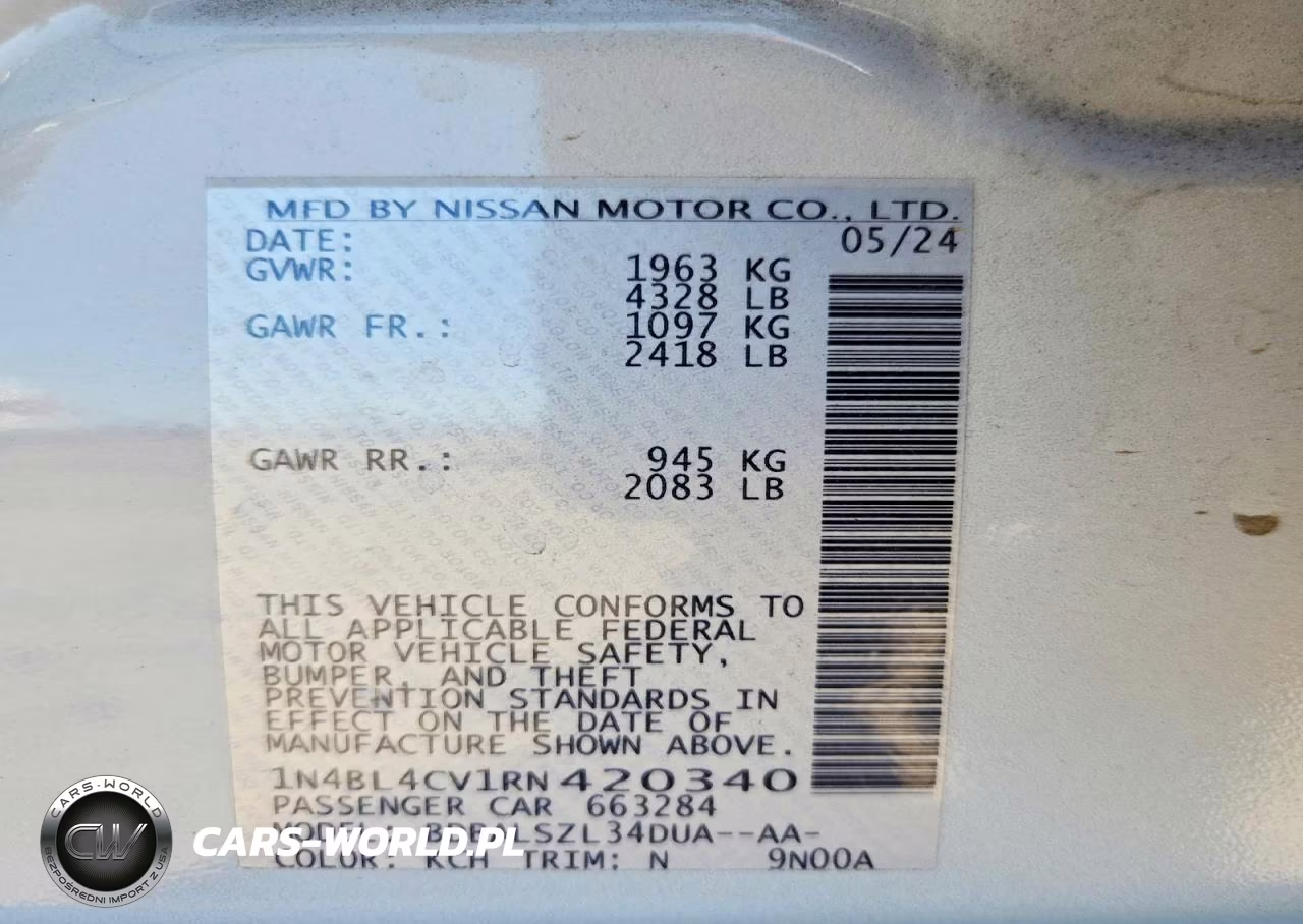 2024 Nissan Altima Sr VIN:1N4BL4CV1RN420340 - 13