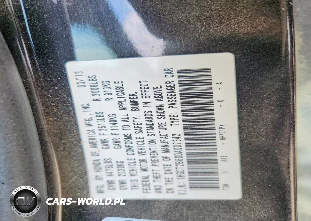 2013 Honda Accord Exl VIN:1HGCT2B80DA007342 - 12