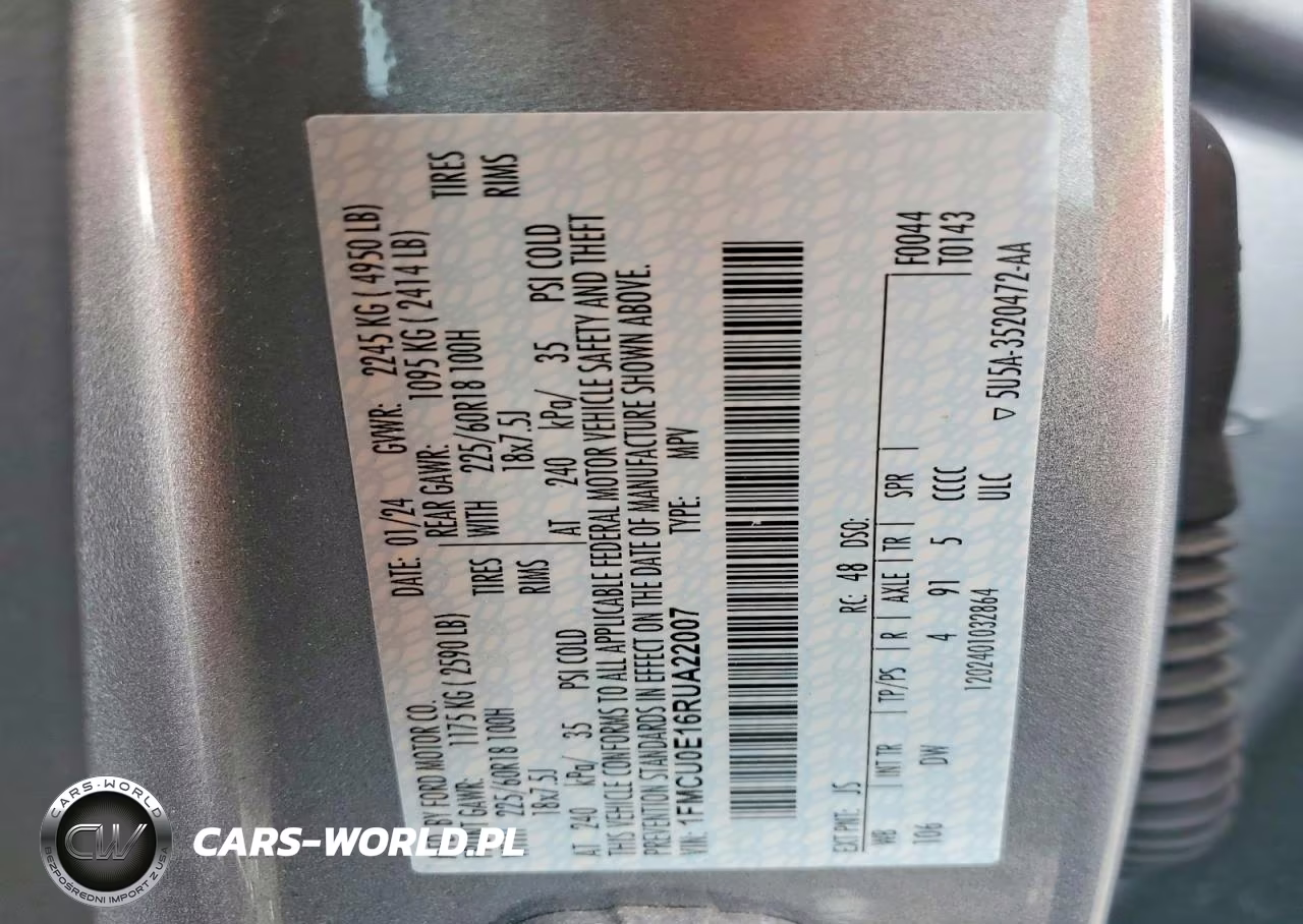 2024 Ford Escape VIN:1FMCU0E16RUA22007 - 14