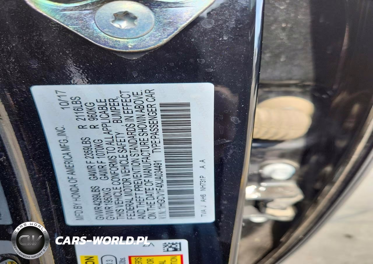 2018 Honda Accord Ex VIN:1HGCV1F4XJA034491 - 12