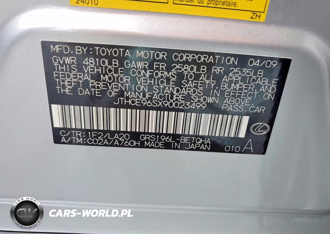 2009 Lexus Gs 350 VIN:JTHCE96SX90023499 - 13