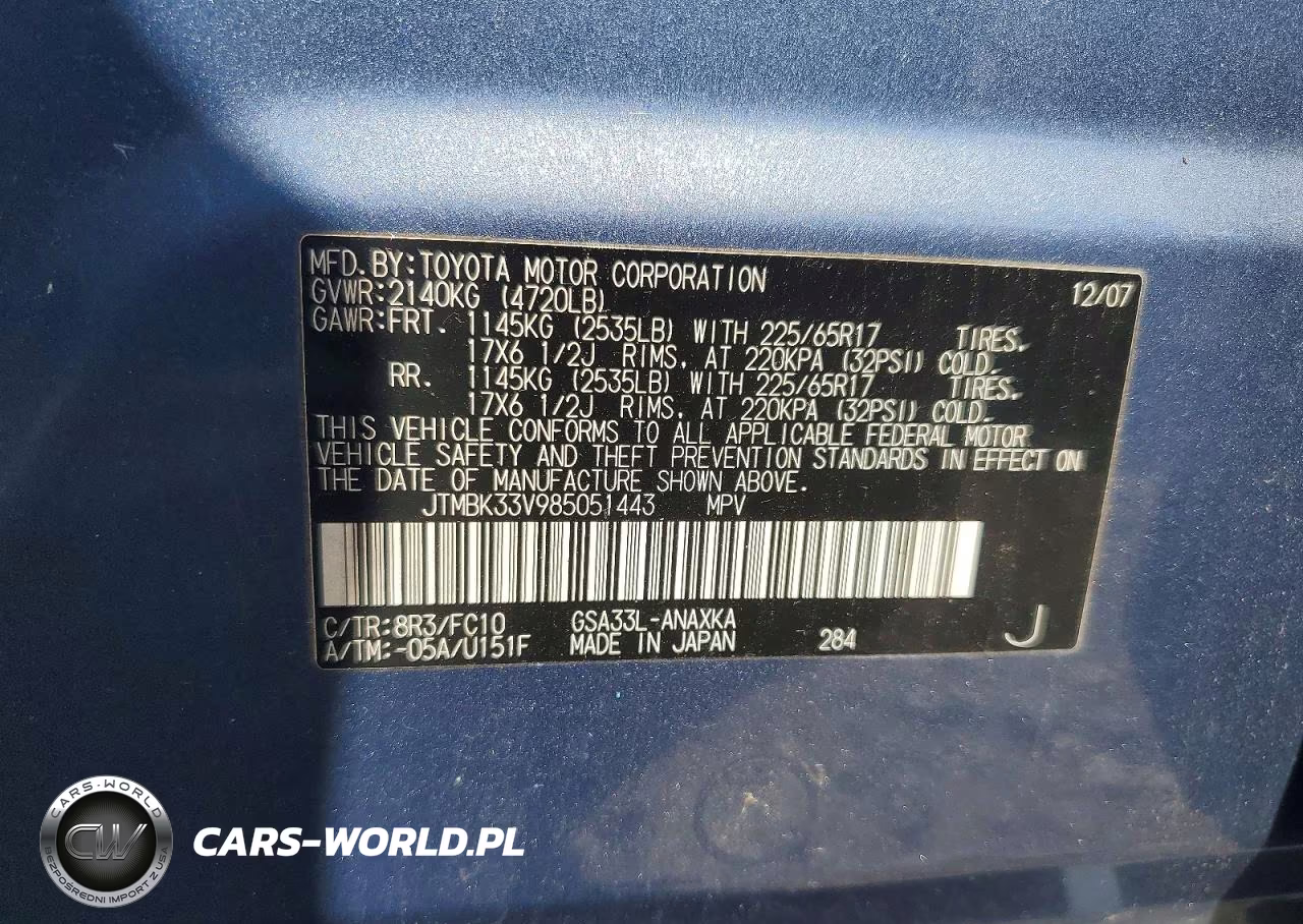 2008 Toyota Rav4 Base VIN:JTMBK33V985051443 - 13