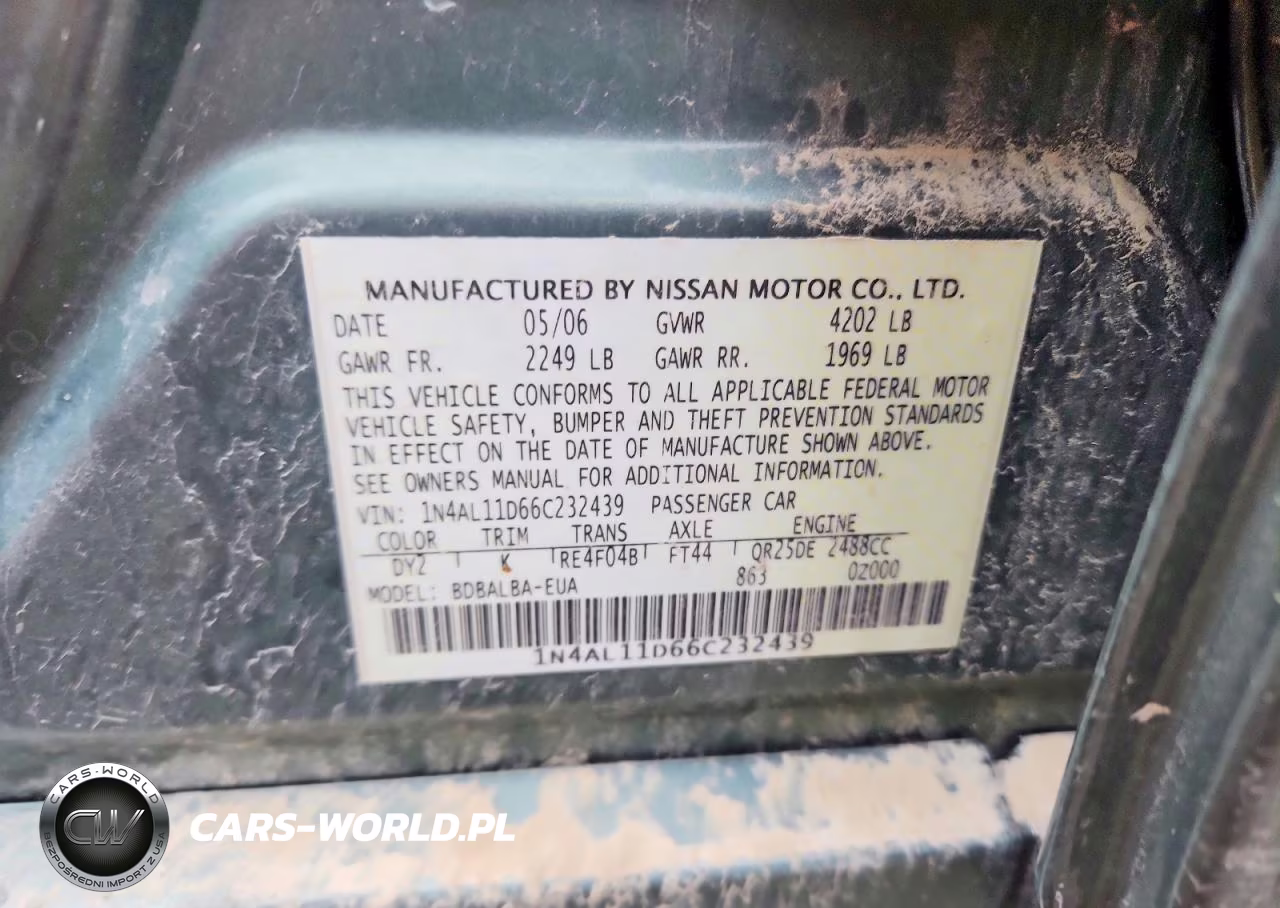 2006 Nissan Altima 2.5 VIN:1N4AL11D66C232439 - 13