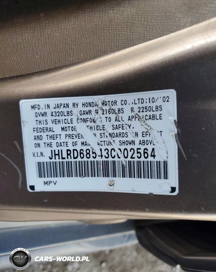 2003 Honda Cr-V Lx VIN:JHLRD68543C002564 - 12