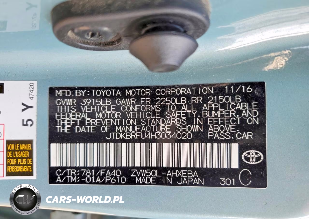 2017 Toyota Prius Two VIN:JTDKBRFU4H3034020 - 12