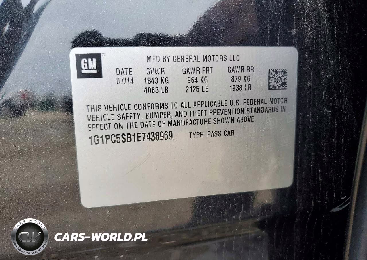 2014 Chevrolet Cruze Lt VIN:1G1PC5SB1E7438969 - 12