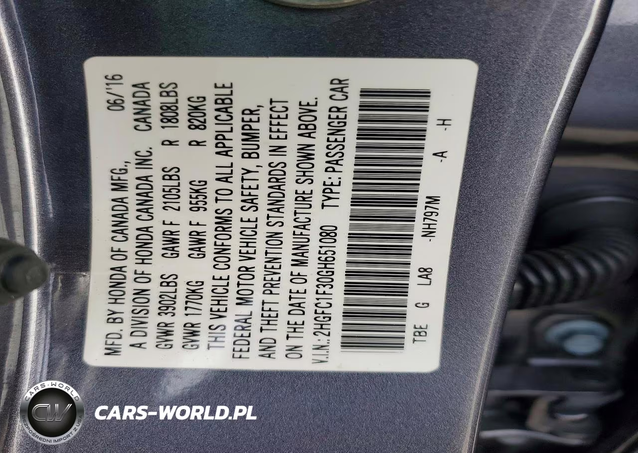 2016 Honda Civic Ex VIN:2HGFC1F30GH651080 - 12