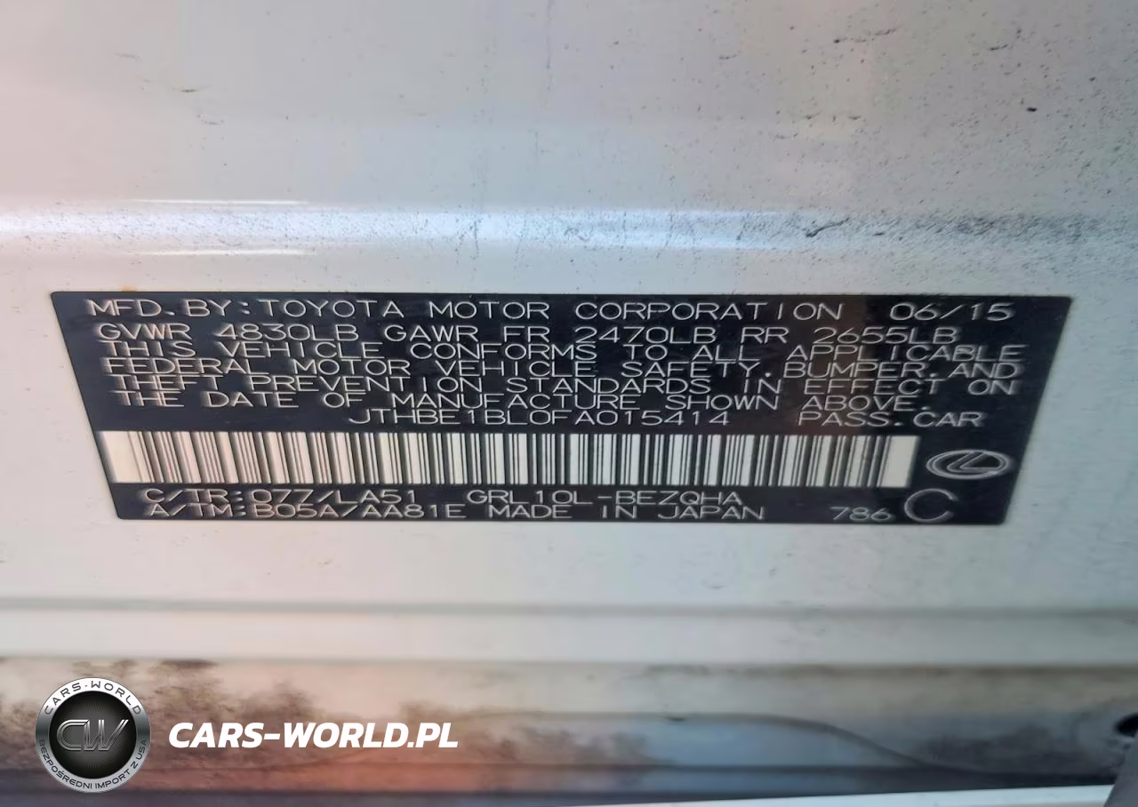 2015 Lexus Gs 350 VIN:JTHBE1BL0FA015414 - 12