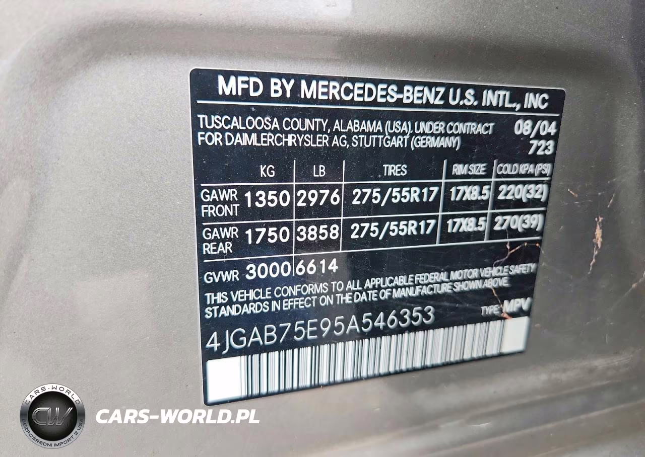 2005 Mercedes-Benz Ml 500 VIN:4JGAB75E95A546353 - 14