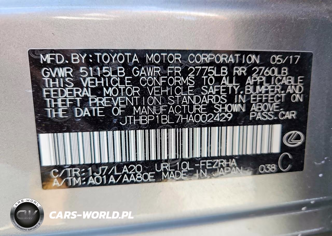 2017 Lexus Gs-F VIN:JTHBP1BL7HA002429 - 12