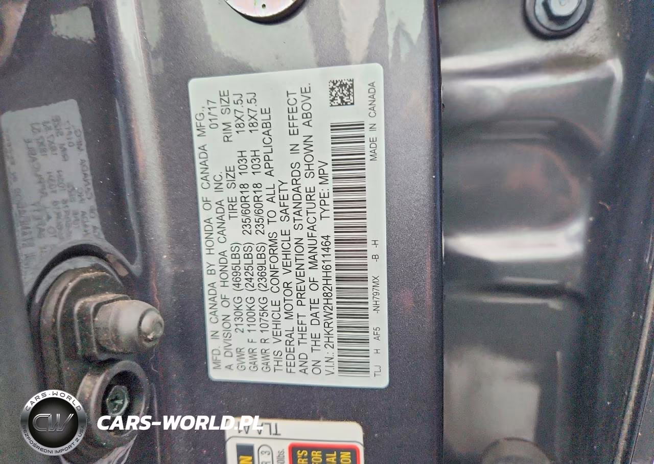 2017 Honda Cr-V Exl VIN:2HKRW2H82HH611464 - 13