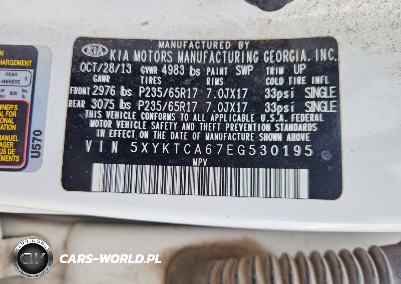 2014 Kia Sorento Lx VIN:5XYKTCA67EG530195 - 13