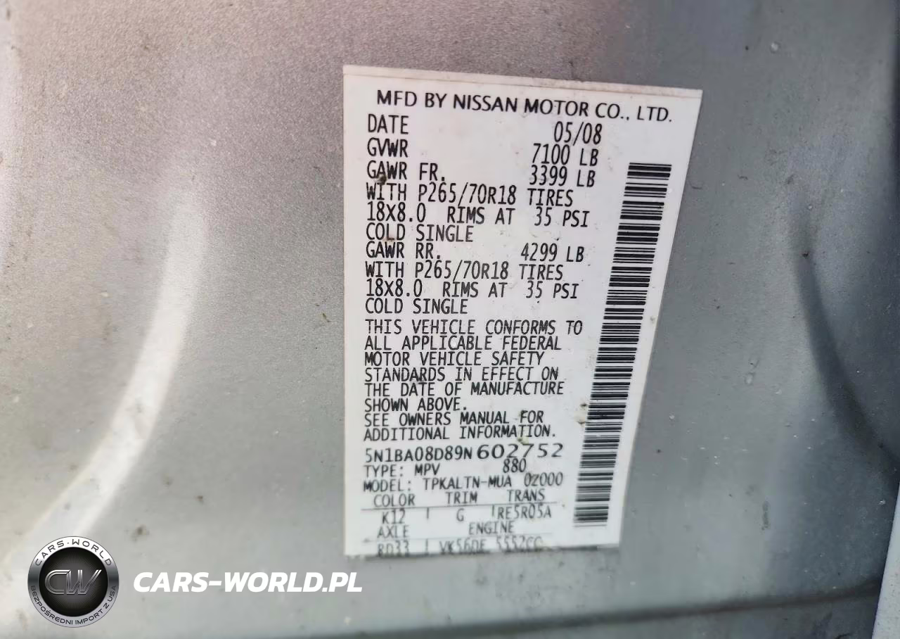 2009 Nissan Armada Se Ffv VIN:5N1BA08D89N602752 - 14