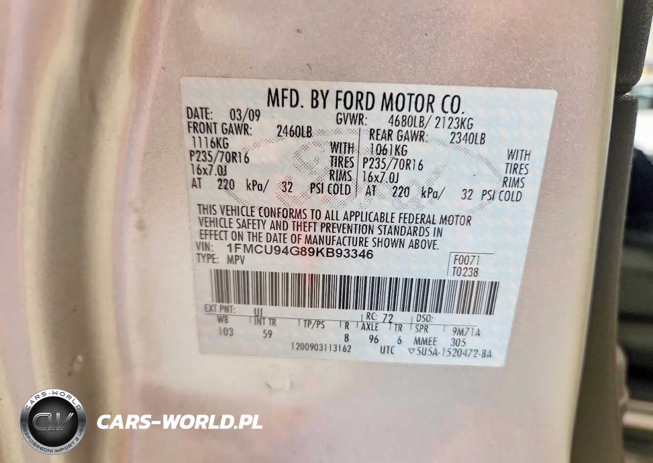 2009 Ford Escape Limited VIN:1FMCU94G89KB93346 - 13