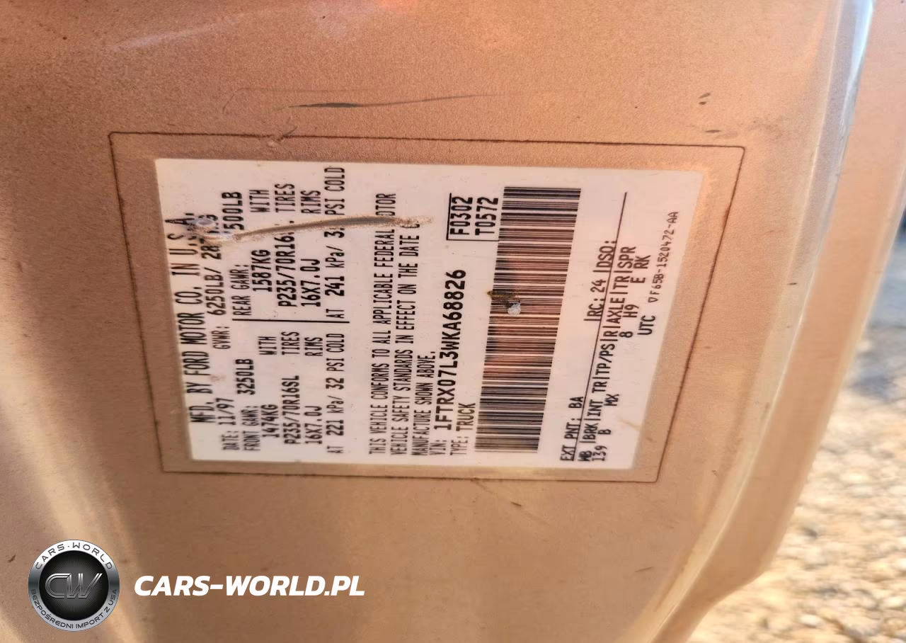 1998 Ford F150 VIN:1FTRX07L3WKA68826 - 12