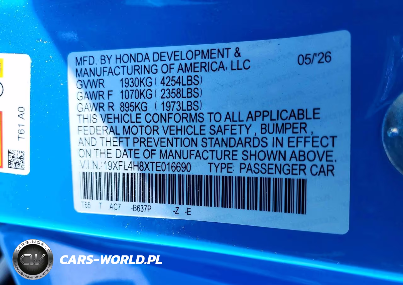 2026 Honda Civic Sport VIN:19XFL4H8XTE016690 - 12