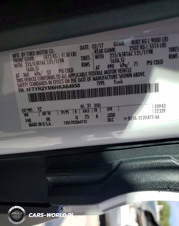 2017 Ford Transit T-250 VIN:1FTYR2YM6HKA64958 - 13