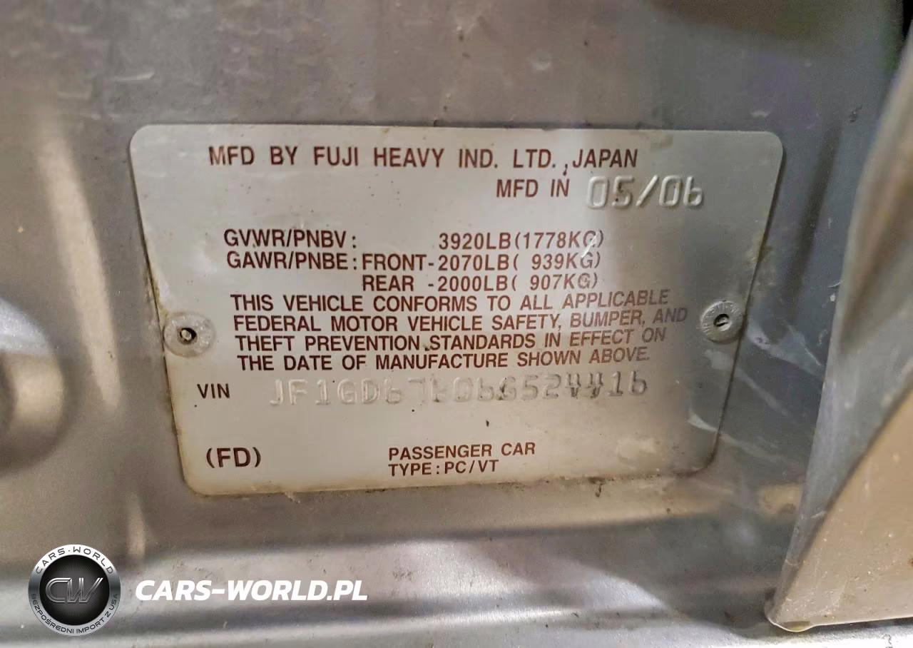 2006 Subaru Impreza 2.5I VIN:JF1GD67606G524416 - 12