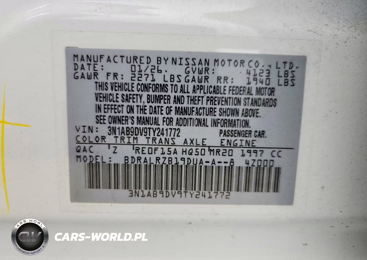 2026 Nissan Sentra Sr VIN:3N1AB9DV9TY241772 - 12
