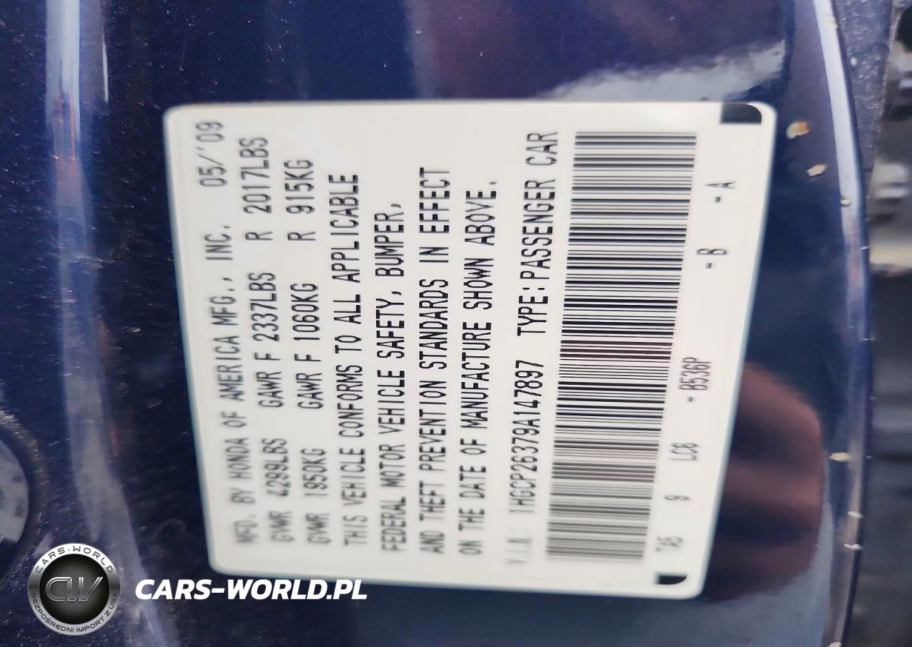 2009 Honda Accord Lx VIN:1HGCP26379A147897 - 12