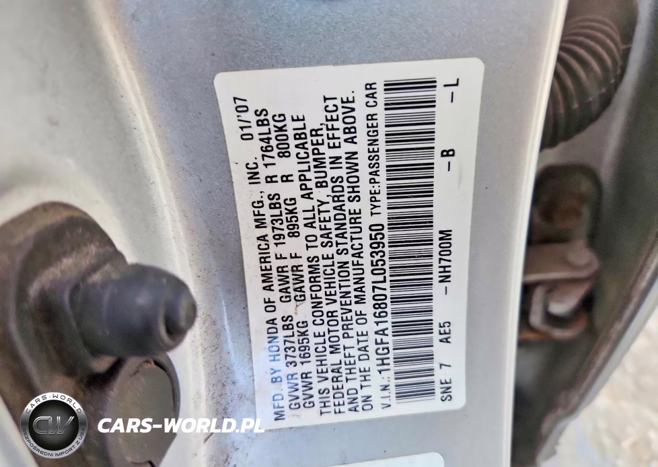 2007 Honda Civic Ex VIN:1HGFA16807L053950 - 12