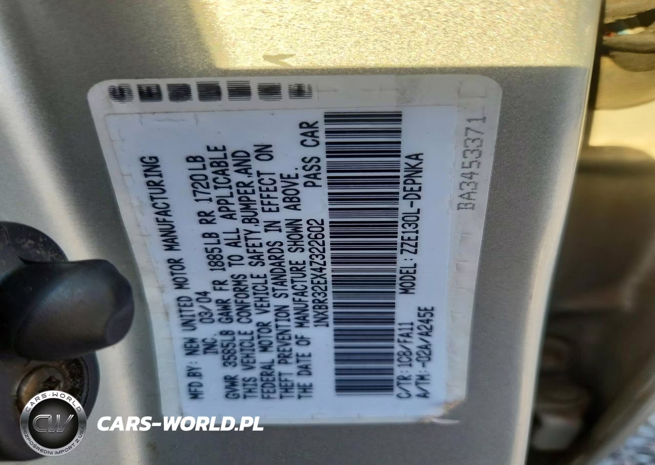 2004 Toyota Corolla Le VIN:1NXBR32EX4Z322602 - 12