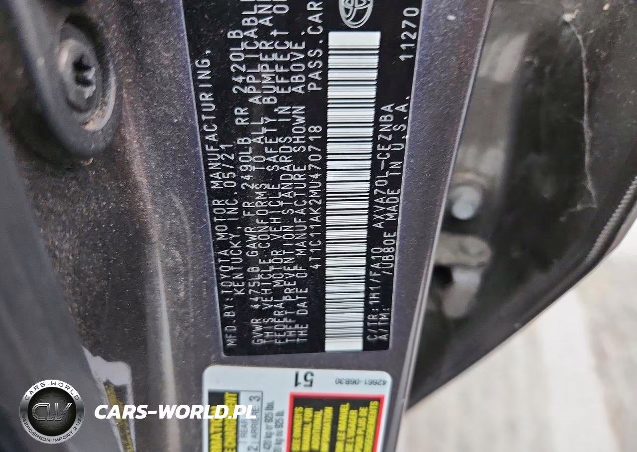 2021 Toyota Camry Le VIN:4T1C11AK2MU470718 - 12